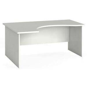 Rohový kancelársky pracovný stôl, zaoblený 160 x 120 cm, biela, ľavý
