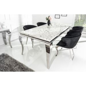 Jedálenský stôl BARROCK 200x100 cm - strieborná, mramor