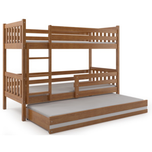 Poschodová posteľ s prístelkou CARINO 3 190x80cm - Jelša - Biela