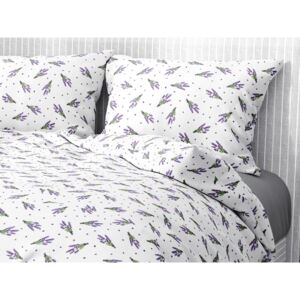Goldea bavlnené posteľné obliečky - vzor 503 levandule na bielom 140 x 200 a 70 x 90 cm