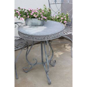 Sivý záhradný stolík kovový Romance