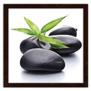 CARO Obraz v ráme - Zen Pebbles And Leaf 20x20 cm Hneda