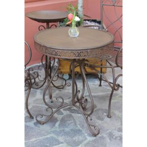 Hnedý záhradný stolík kovový Romance