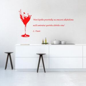 GLIX Citát o víne - samolepka na stenu Červená 70 x 40 cm