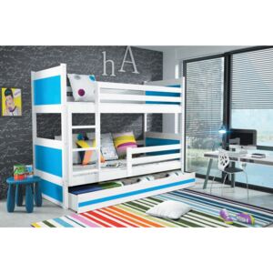 BMS Detská poschodová posteľ RICO / BIELA 200x90 Farba: Modrá - do vypredania zásob