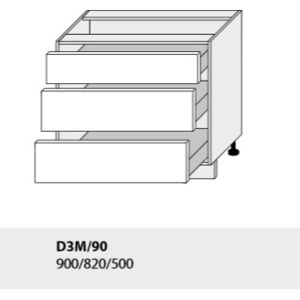 ArtExt Kuchynská linka TITANIUM Kuchyňa: Spodná skrinka Titanium D3M/90 / (ŠxVxH) 90 x 82 x 50 cm