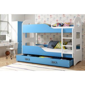 Poschodová posteľ Domino 90x200 Farba: Biela / modrá