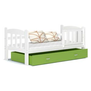 ArtAJ Detská posteľ Tedi / MDF Farba: biela / zelená, Prevedenie: s matracom