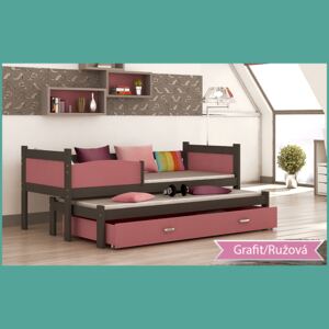GL Swing P2 grafit Color posteľ s prístelkou 184x80 MDF Farba: Ružová