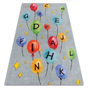 Detský plyšový koberec GAME balóniky s písmenkami - šedý