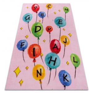 Detský plyšový koberec GAME balóniky s písmenkami - ružový