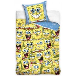 Carbotex · Bavlnené posteľné obliečky Spongebob - motív Sponge Bob všade kam sa pozrieš - 100% bavlna - 70 x 90 cm + 140 x 200 cm