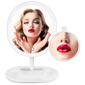 BEZDOTEKU Kozmetické make-up nabíjací zrkadlo s 16x led osvetlením bielej