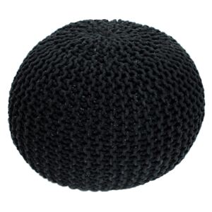 KONDELA Gobi Typ 2 pletená taburetka čierna