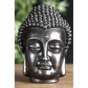 Soška Buddha Kopf 25cm - tmavo-strieborná