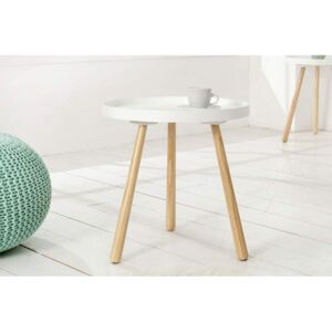 Biely drevený konferenčný stolík Scandinavia Ø 40 cm »