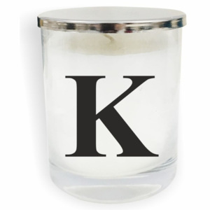 Bielo-čierna sviečka North Carolina Scandinavian Home Decors Monogram Glass Candle K