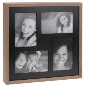 Fotorámček Wood na 4 fotografie, čierna + hnedá