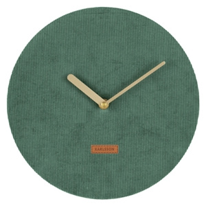 Karlsson Tmavo zelené nástenné hodiny - Karlsson Corduroy, OE 25 cm