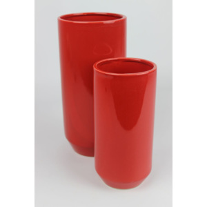Červené keramické okrúhle vázy 2-set
