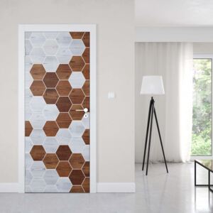 GLIX Fototapeta na dvere - Modern 3D Wood Hexagonal Design
