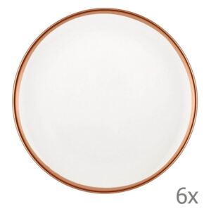 Sada 6 bielych porcelánových dezertných tanierov Mia Halos Bronze, ⌀ 19 cm