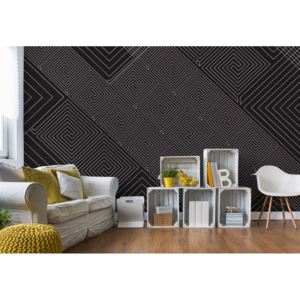 Fototapeta GLIX - Geometric Pattern Black And Grey + lepidlo ZADARMO Vliesová tapeta - 206x275 cm