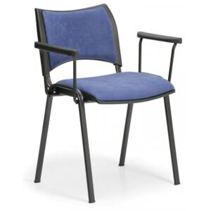 Konferenčná stolička SMART - čierne nohy s podrúčkami modrá