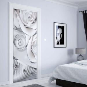 GLIX Fototapeta na dvere - 3D Luxury Ornamental Design Diamonds And Roses Silver