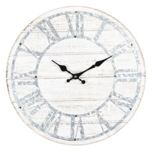 Biele nástenné hodiny s modrými detailmi Clayre & Eef, ⌀ 40 cm