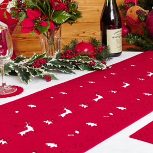 Červený behúň na stôl Neviti Reindeer