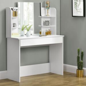 Goleto Originálny toaletný stolček so zrkadlom Bella | biely
