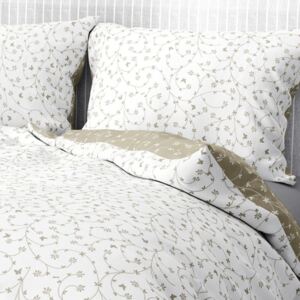 Goldea bavlnené posteľné obliečky - vzor 776 kvietky a motýle so zlatisto béžovou 200 x 200 a 2ks 70 x 90 cm