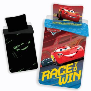 Detské posteľné obliečky Cars Race & Win svietiace