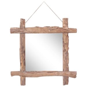 Guľatinové zrkadlo prírodné 70x70 cm masívne recyklované drevo