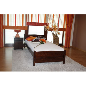 Vyvýšená posteľ ANGEL + sendvičový matrac MORAVIA + rošt, 120x200 cm, orech-lak