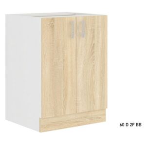Kuchyňská skříňka dolní dvoudveřová AVRIL 60 D 2F BB, 60x82x48, bílá/sonoma
