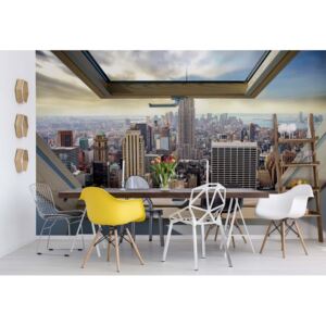Fototapeta - New York City Skyline 3D Skylight Window View Vliesová tapeta - 520x318 cm