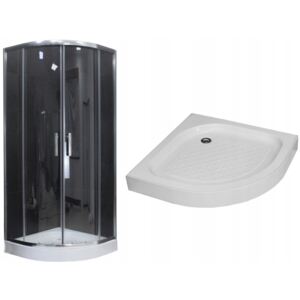 Sprchovací kút s vaničkou MAXMAX MEXEN RIO transparent - štvrťkruh 80x80 cm