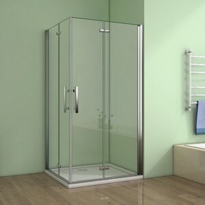 Štvorcový sprchovací kút MELODY R909, 90x90 cm sa zalamovacím dverami vrátane sprchovej vaničky z liateho mramoru