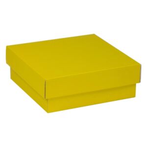 Darčeková krabička s vekom 200x200x70 mm, žltá