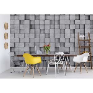 Fototapeta - 3D Grey Concrete Cubes Modern Texture Vliesová tapeta - 206x275 cm
