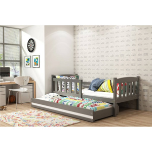 Detská posteľ FLORENT 2 + matrac + rošt ZADARMO, 80x190 cm, grafit, biela