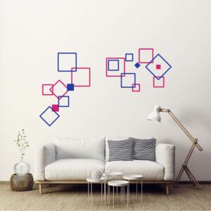 GLIX Dekoratívne štvorce III. - nálepka na stenu Ružová a modrá 2 x 60 x 30 cm