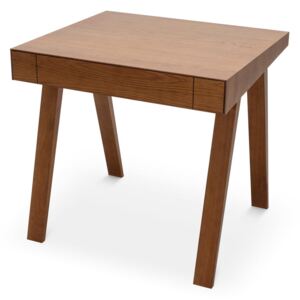 Hnedý stôl s nohami z jaseňového dreva EMKO, 80 x 70 cm
