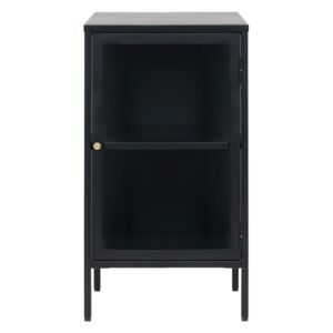 Čierna komoda s presklenými dverami Unique Furniture Carmel, dĺžka 45,3 cm