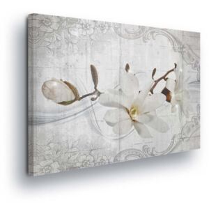 Obraz na plátne - Stone Background with White Flowers III 60x40 cm
