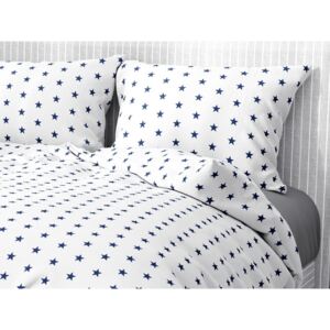 Goldea bavlnené posteľné obliečky - vzor 129 tmavo modré hviezdičky na bielom 140 x 200 a 70 x 90 cm