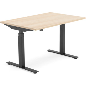 Výškovo nastaviteľný stôl Modulus, T-rám, 1200x800 mm, dub/čierna