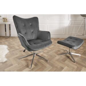 Otočná stolička - 100 - 110 cm sivý zamat